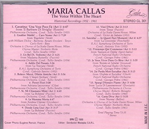 Voice Within the Heart by Maria Callas (CD)