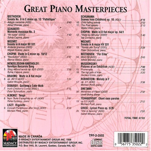 Great Piano Masterpieces - Timeless Piano Favorites (CD)