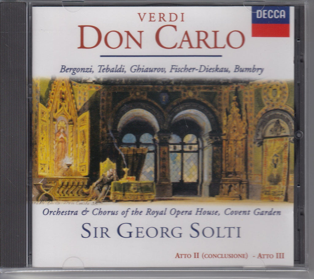 Giuseppe Verdi / Carlo Bergonzi / Renata Tebaldi / Nicolai Ghiaurov / Dietrich Fischer-Dieskau / Grace Bumbry / Orchestra Of The Royal Opera House, Covent Garden / Chorus Of The Royal Opera House, Covent Garden / Georg Solti - 3cd Verdi - Don Carlo Solti