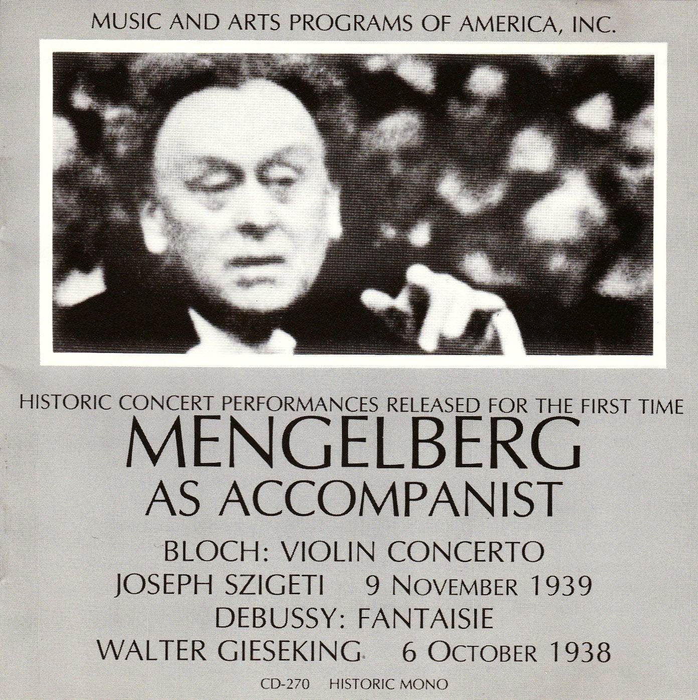 Mengelberg As Accompanist - Bloch: Violin Concerto; Debussy: Fantaisie (CD)