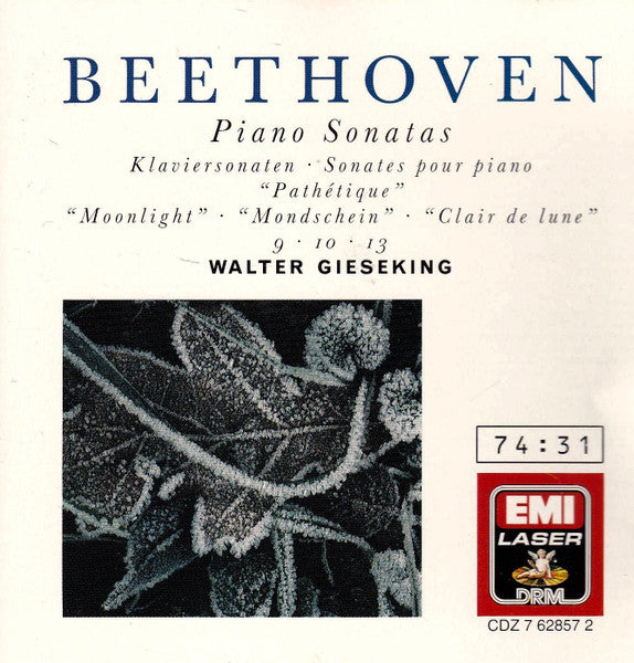 Ludwig van Beethoven / Walter Gieseking - Beethoven Piano Sonatas 8, 9, 10, 13, 14 - Walter Gieseking (EMI) (CD)